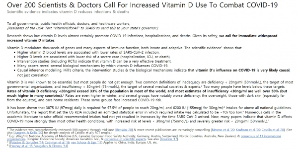 브라질 바이아 연방 대학 연구팀의 “코로나 19는 비타민 D 결핍시 악화”