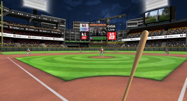 KT가 기가 라이브 TV를 통해 선보일 VR 스포츠 야구 편에서 타자가 플레이하는 장면 (사진=KT)