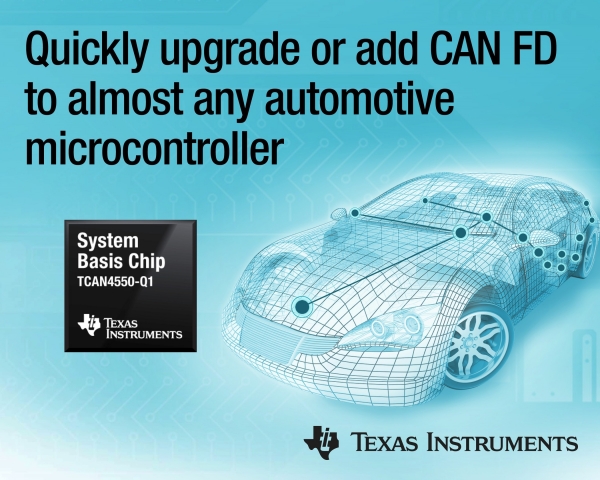 CAN FD 컨트롤러와 트랜시버를 통합한 차량용 SBC 제품(사진=TI)