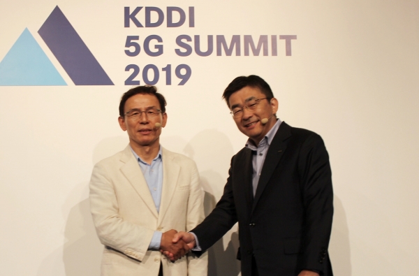 최주식 LG유플러스 기업부문장 부사장이 세계 최초 5G 상용화 성공 사례및 KDDI와의 사업협력에 대해 설명하고 있다 (사진=LG유플러스)
