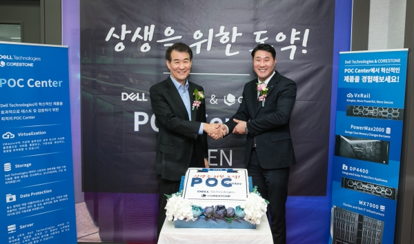김경진 한국 델 테크놀로지스 총괄사장(왼쪽)과 박경구 코어스톤 대표(오른쪽, 사진=델 테크놀로지스)
