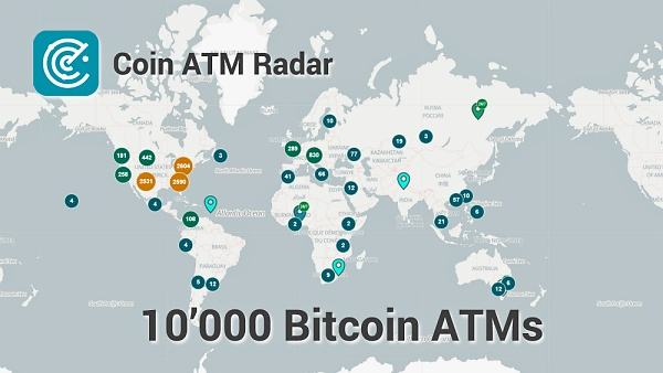 전 세계 비트코인 ATM 보급대수가 1만대를 넘었다 [사진: 코인ATM레이더]