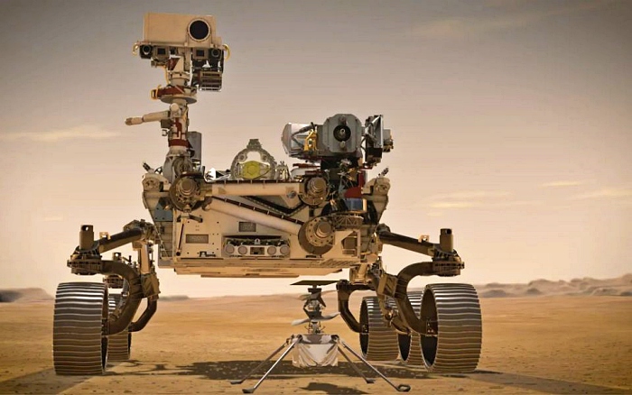 화성 착륙에 성공한 화성 탐사로봇 '퍼서비어런스'(Perseverance) [사진: NASA]