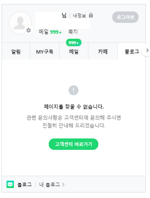 네이버 블로그 오류가 발생했다 [사진:네이버 갈무리]