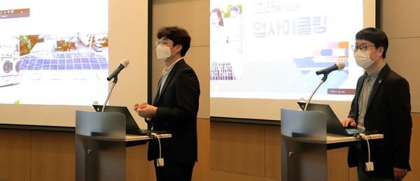 Presenting “More Dan” Choi Lee-hyun (left) and “Woo Si-san” Byeon Eui-hyun (right)