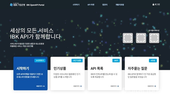 IBK기업은행이 제공하는 ‘IBK 오픈API 플랫폼’ 모습 [사진: IBK기업은행]