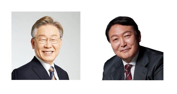 이재명 더불어민주당 대통령 후보(왼쪽)와 윤석열 국민의힘 대통령 후보 모습 [사진: 이재명 후보, 윤석열 후보 페이스북]