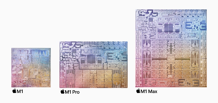 애플 실리콘 비교, M1 칩과 M1 프로, M1 맥스 [사진: 애플]