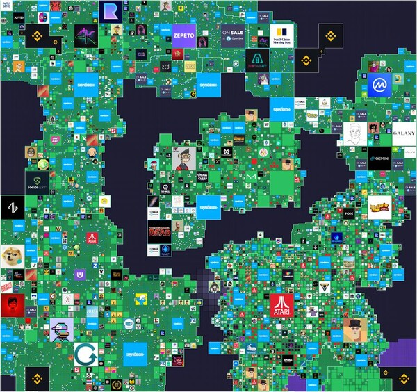 더샌드박스 가상 부동산 지도.