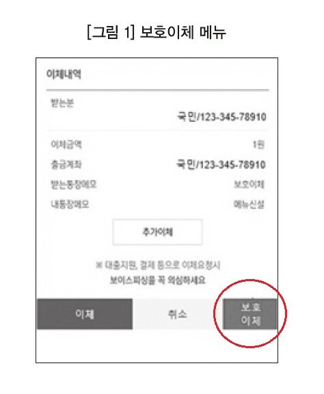 보호이체를 적용한 메뉴 예시 [사진: 금융감독연구]
