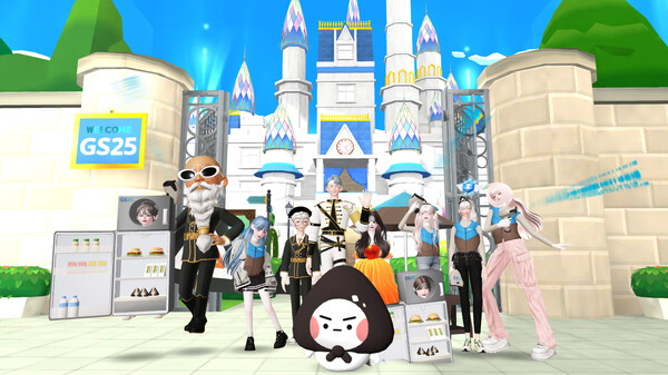 GS25메타버스 맛있성에서 지에스크루 1기가 기념 사진을 찍고 있다[사진: GS25]