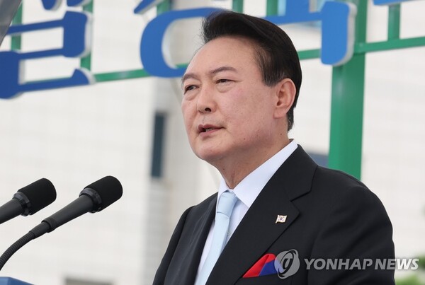 축사하는 윤 대통령[사진: 연합뉴스]