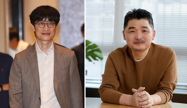 이해진 네이버 글로벌투자책임자(GIO, 왼쪽)와 김범수 카카오 이사회 의장.