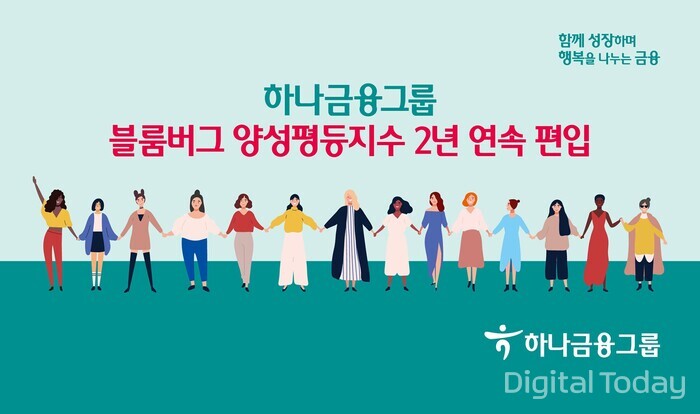 하나금융그룹은 블룸버그가 발표한 ‘2023 블룸버그 양성평등 지수(BGEI)’에 2년 연속 편입됐다고 24일 밝혔다. [사진: 하나금융그룹]
