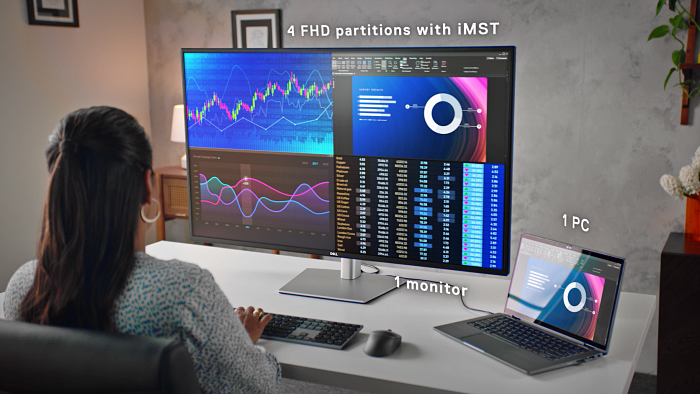 1대의 PC에 마치 모니터 4대를 연결한 것처럼 4개 화면으로 나눠 보여주는 멀티 클라이언트 기능 [사진: 델]