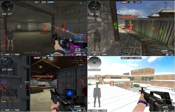 게임스케일의 탐지∙보안 패키지 예시 사진. FPS 게임에서 벽을 투과하여 상대방의 위치를 파악하는 ‘월핵’을 탐지한 모습. [사진:넥슨]