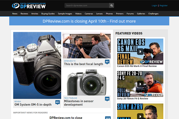 [사진: DP리뷰닷컴 웹사이트 갈무리]