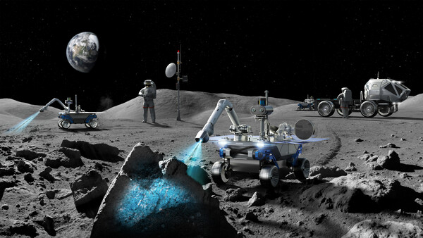달 탐사 전용 로버가 탐사를 진행하는 비전 이미지 [사진: 현대자동차그룹]