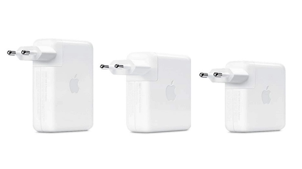 애플의 140W USB-C 충전기(우), 96W USB-C 충전기, 67W USB-C 충전기 [사진: 애플]
