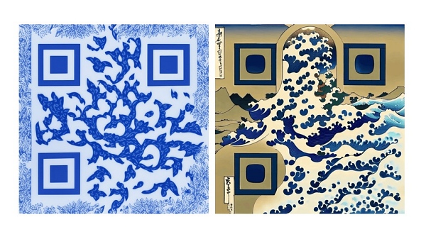 일러스트를 합성한 QR코드 예제 [사진: qrbtf닷컴]