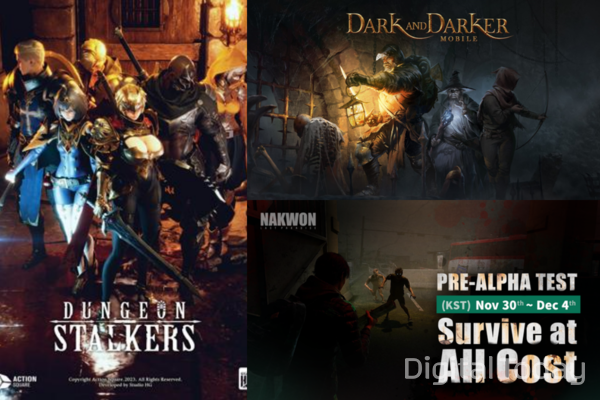 (No sentido horário a partir da esquerda) Action Square 'Dungeon Stalkers', Krafton 'Dark & ​​​​Darker Mobile', Mint Rocket 'Paradise' [사진: 각 사]