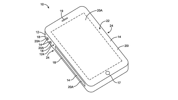 애플의 아이폰 측면 장착형 디스플레이 특허 [사진: 미국특허청]