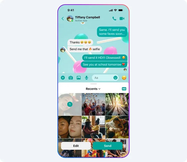 HD 버튼을 눌러 해상도가 높은 사진을 전송할 수 있다. [사진: 메타] 