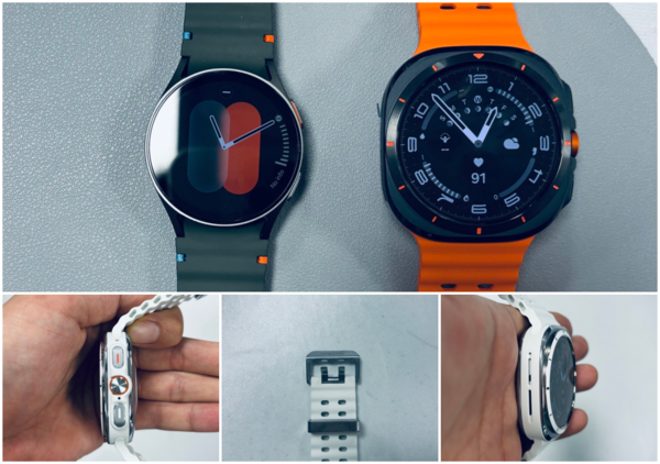 (상단) 갤럭시 워치 7, 워치 울트라, (하단) 갤럭시 워치 울트라 부분 [사진: 석대건 기자]
