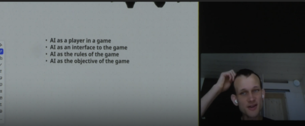 비탈릭 부테린은 3일 블록체인과 인공지능의 시너지에 대해 4가지 가능성을 제시했다 [사진: KBW 화상 중계 시스템 갈무리]