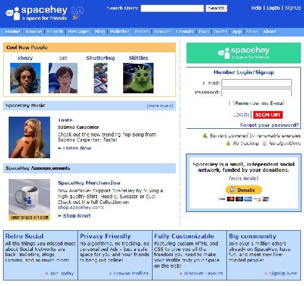 소셜미디어(SNS) 스페이스헤이가 출시 3년 반 만에 100만 사용자를 돌파했다. [사진: 스페이스헤이]