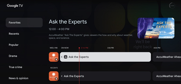 구글TV가 무료 채널 앱 '파이어플레이'를 선보였다. [사진: 구글TV]