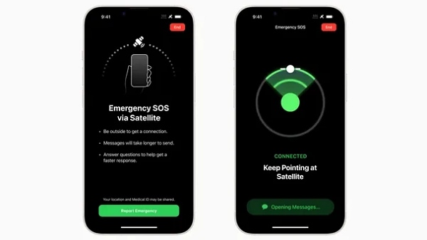 애플 아이폰14 이후 제공되는 응급 SOS 서비스 [사진: 애플]
