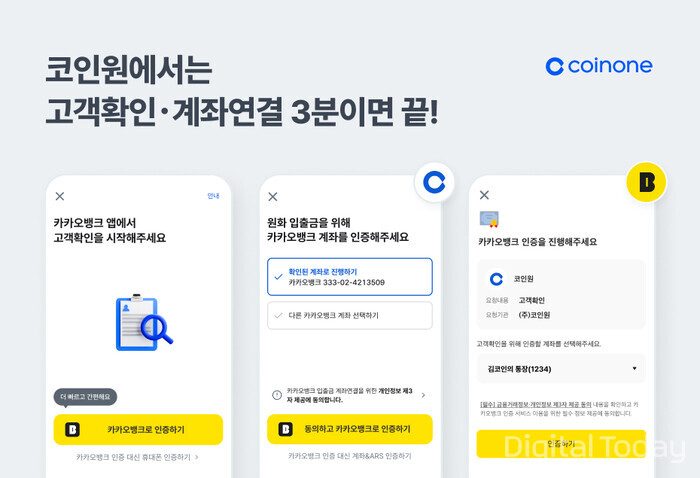 코인원, 카카오뱅크 인증 도입해 인증 프로세스 간소화