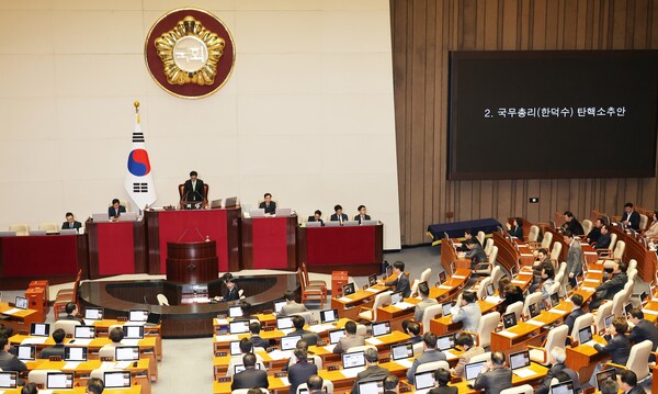 우원식 국회의장이 27일 오후 국회 본회의에서 한덕수 대통령 권한대행 국무총리 카지노 토토을 상정하고 있다. [사진: 연합뉴스]