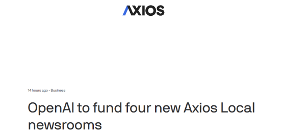 엑시오스가 오픈AI와의 파트너십을 발표했다. [사진: 엑시오스]