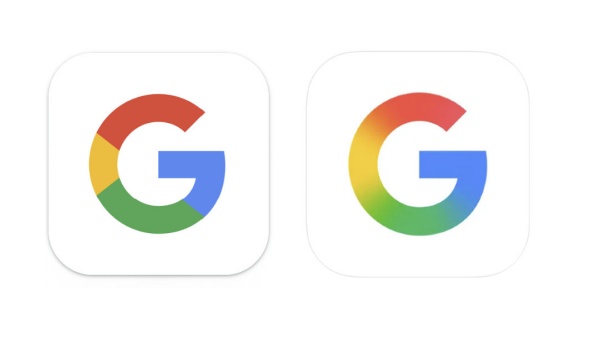 구글 앱의 새로운 로고(오른쪽) [사진: Google]