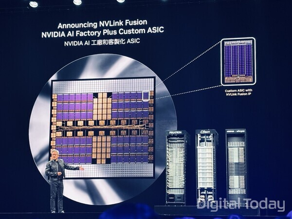 엔비디아 GPU가 탑재된 NV링크 퓨전을 설명하는 젠슨 황 CEO [사진: 석대건 기자]