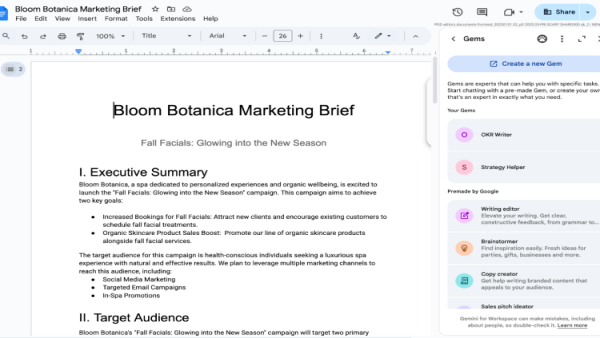 구글이 '젬스' 기능을 워크스페이스에 통합한다 [사진: 구글]