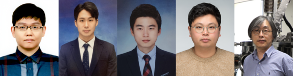 (왼쪽부터) 김경환 연세대학교 교수(교신저자), 최원영 KIST 학생연구원(제1저자), 하재현 KIST 박사후연구원(제1저자), 한동수 KIST 선임연구원(교신저자), 홍정일 DGIST 교수(교신저자) [사진: KIST]