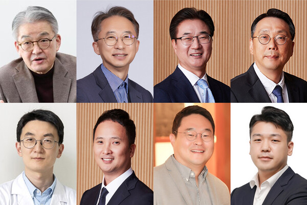 (왼쪽 위부터 시계방향으로) 연세대 임태원 특임교수(사업단장), 이상영 교수, 이우영 교수, 이규형 교수, 이홍경 교수, 김정훈 교수, 박성민 교수, 정윤석 교수 [사진: 연세대]