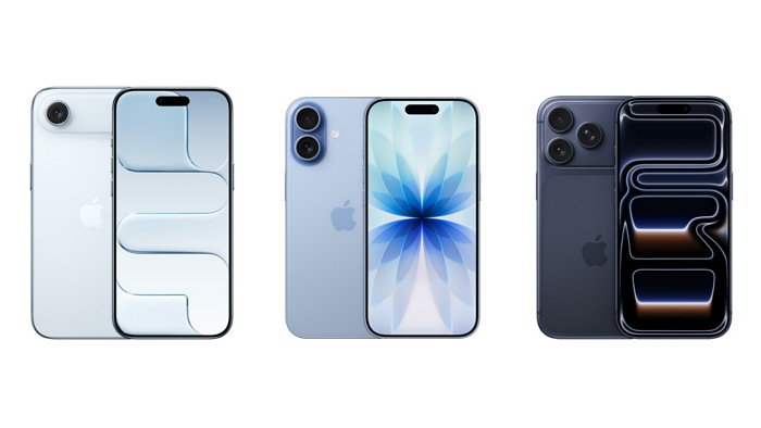 아이폰 에어(좌), 아이폰17(중) 아이폰17 프로(우) [사진: 애플]