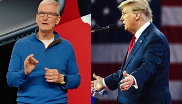 팀 쿡 애플 최고경영자(CEO), 도널드 트럼프 미국 대통령 [사진: 애플, 셔터스톡]