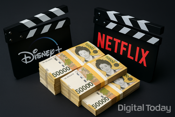 디즈니플러스와 넷플릭스가 K콘텐츠 시장에서 제작비 출혈 경쟁을 펼치고 있다. [사진: 챗GPT]