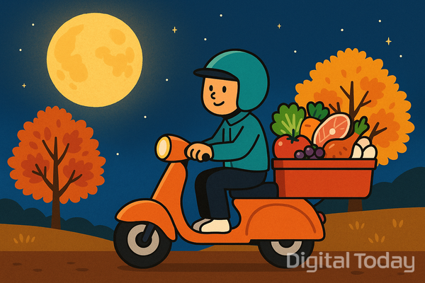 주요 업체의 퀵커머스 서비스가 연휴 기간에도 서비스를 지속한다. [사진: 챗GPT]