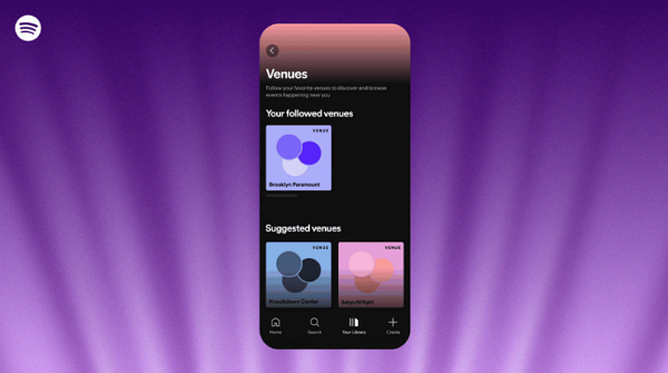 스포티파이가 공연장 팔로우 기능을 추가했다. [사진: 스포티파이]