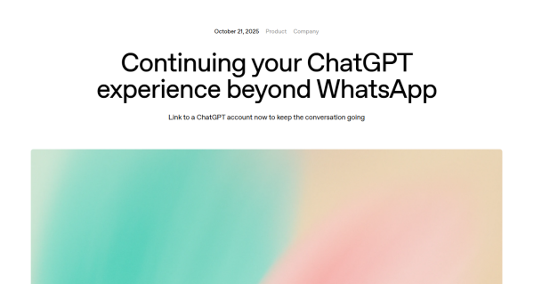 오픈AI가 왓츠앱에서 챗GPT 지원을 중단한다. [사진: 오픈AI 블로그]