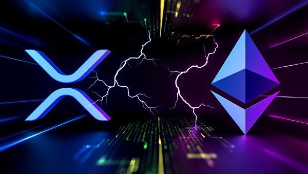 엑스알피(XRP)와 이더리움(Ethereum, ETH)의 시가총액 경쟁이 다시 부각되고 있다. [사진: Reve AI]