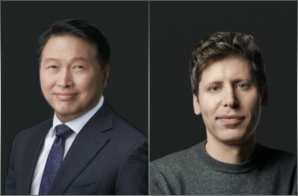 올해 SK AI 서밋 2025 키노트에서 최태원 SK그룹 회장(왼쪽)이 미래 AI 인프라와 활용 사례를 주제로 발표하며, 샘 알트먼 오픈AI CEO(왼쪽)가 'AI의 미래를 함께 만들어가기'라는 주제로 특별 영상 게스트로 참여할 예정이다. [사진: SK AI 서밋 홈페이지]