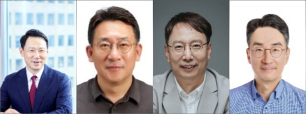 (왼쪽부터) 김종우 SKC 사장(1969년생), 김영식 SK에코플랜트 사장(1967년생), 송창록 SK머티리얼즈 사장(1969년생), 이종수 SK이노베이션 E&S 사장(1971년생) [사진: SK그룹]