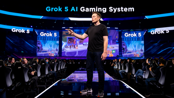 일론 머스크가 '그록5'로 롤 프로팀을 잡겠다고 선언하며 xAI 개발자 소집령을 내렸다. [사진: Reve AI]